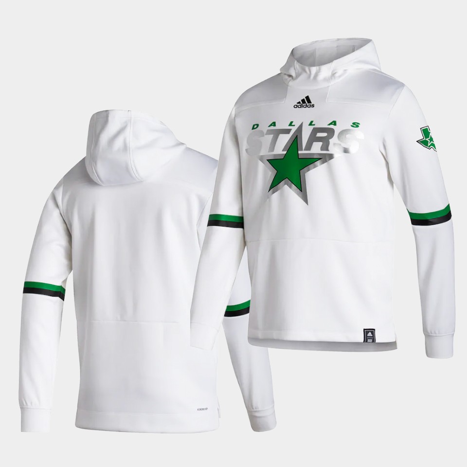 Men Dallas Stars Blank White NHL 2021 Adidas Pullover Hoodie Jersey->dallas stars->NHL Jersey